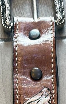 Pattern Grain Leather Belt