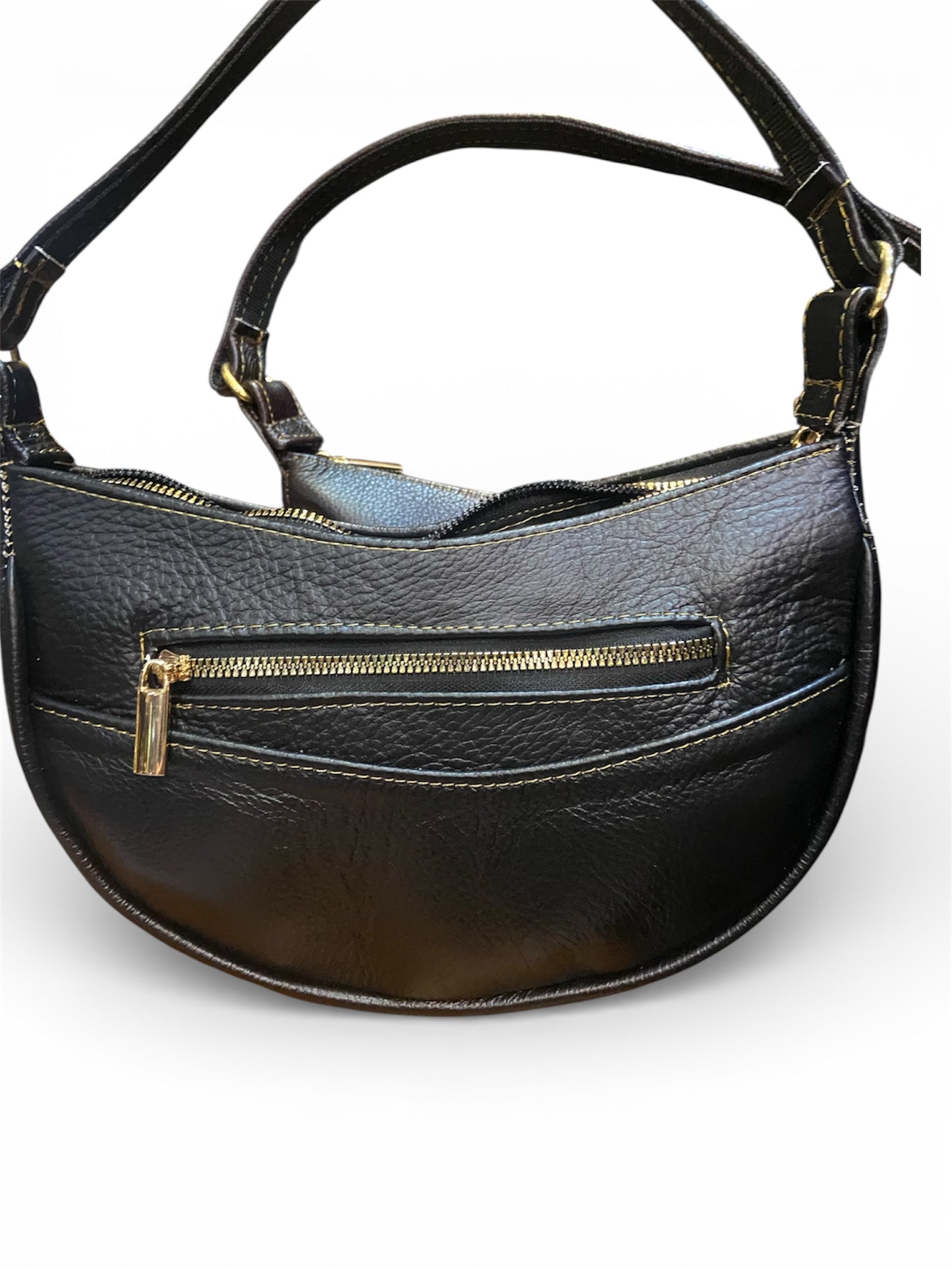 Grain Leather Half-moon Purse
