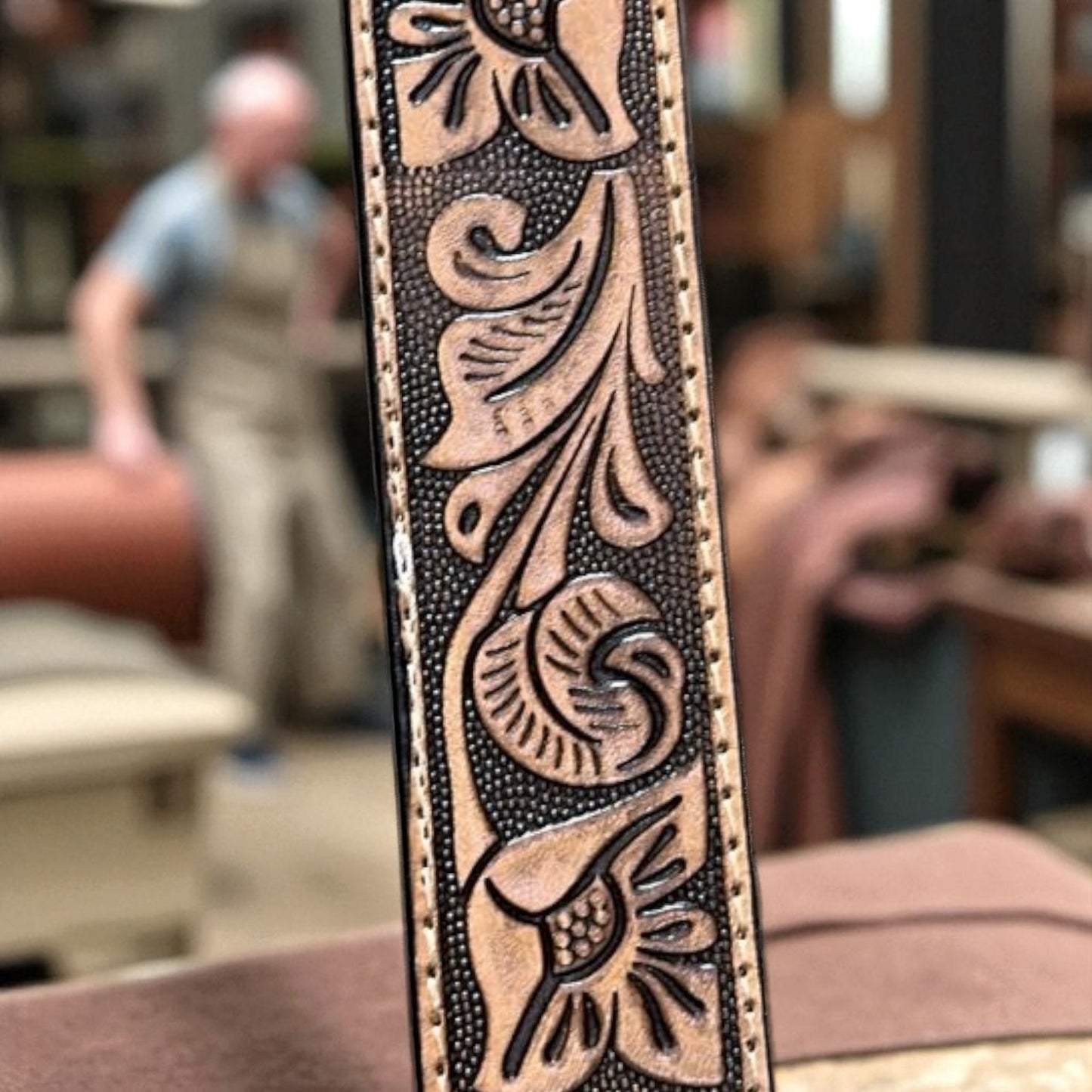 Pattern Grain Leather Belt