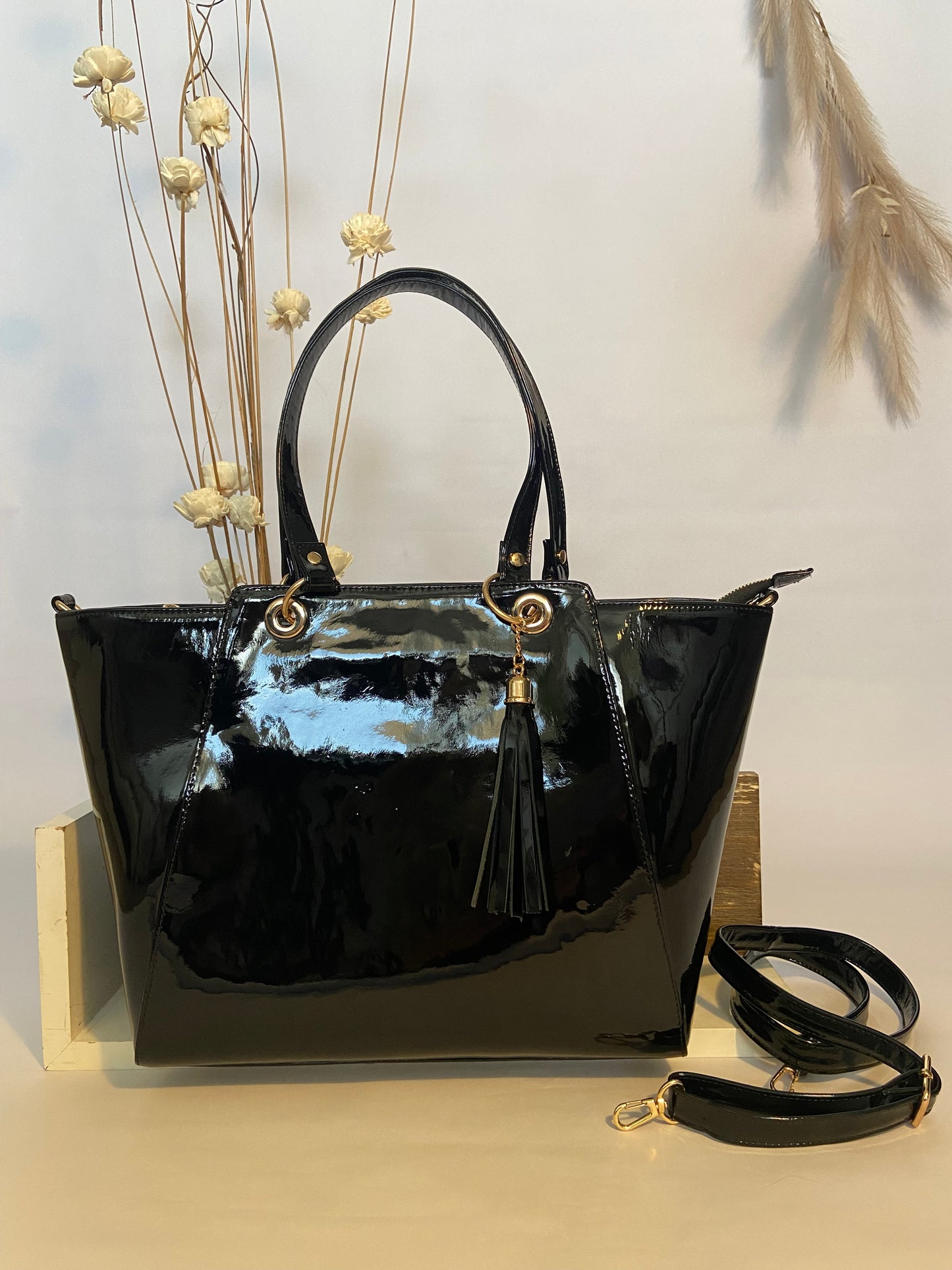 "The Noire" Patent Leather Handbag