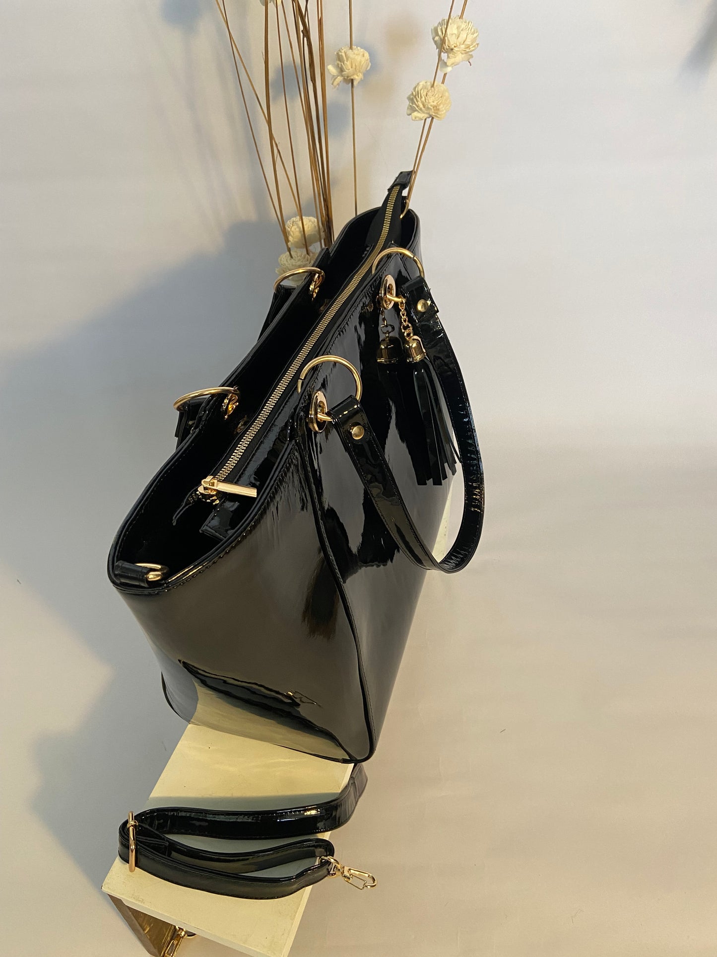 "The Noire" Patent Leather Handbag