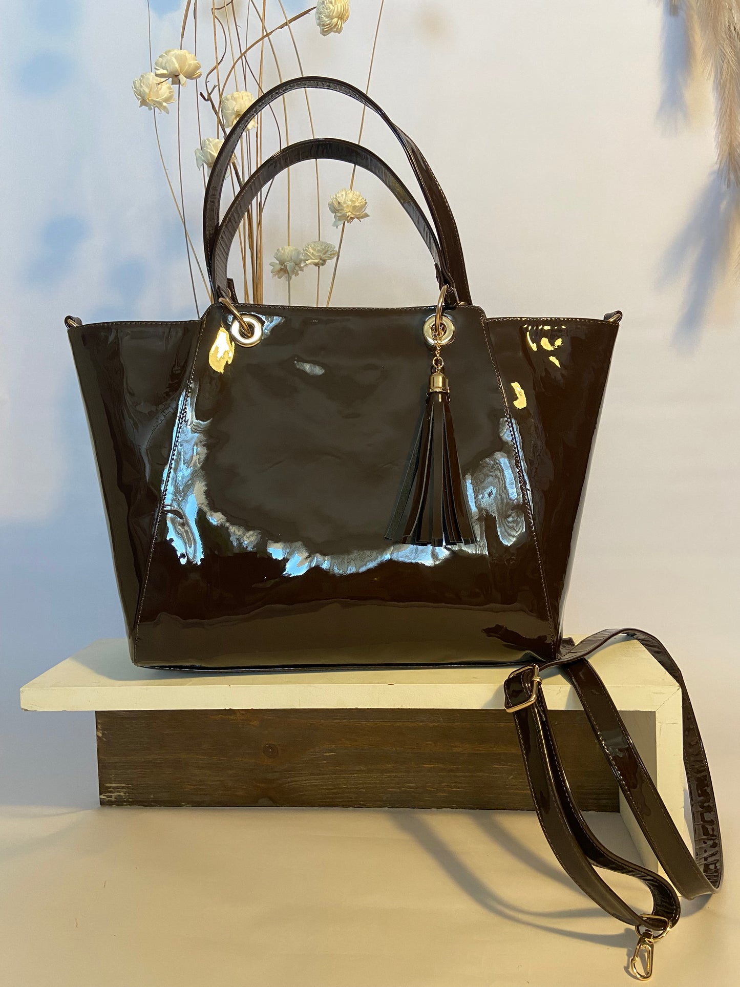 "The Coffee" Patent Leather Handbag