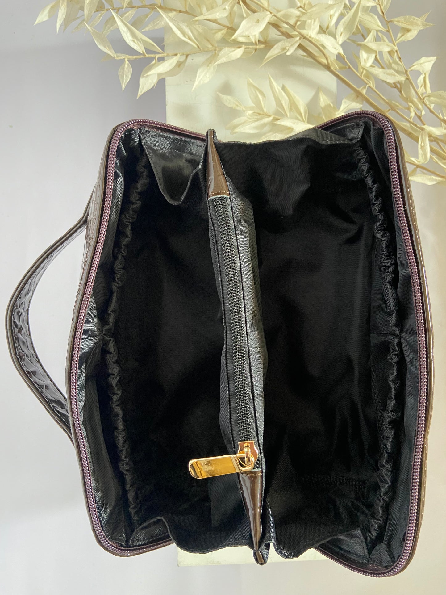 Patent leather toiletry